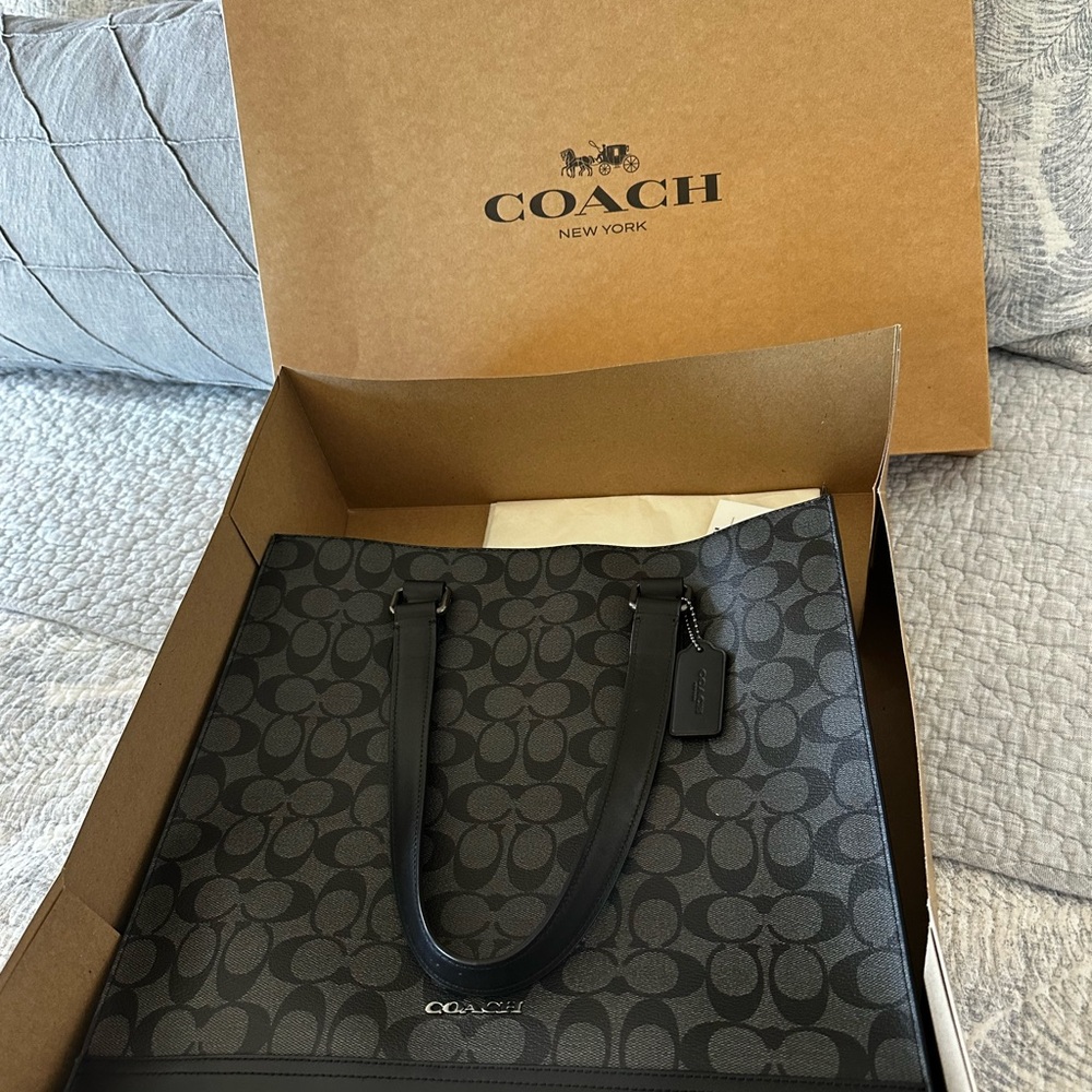 Coach Black Signature Tote Bag